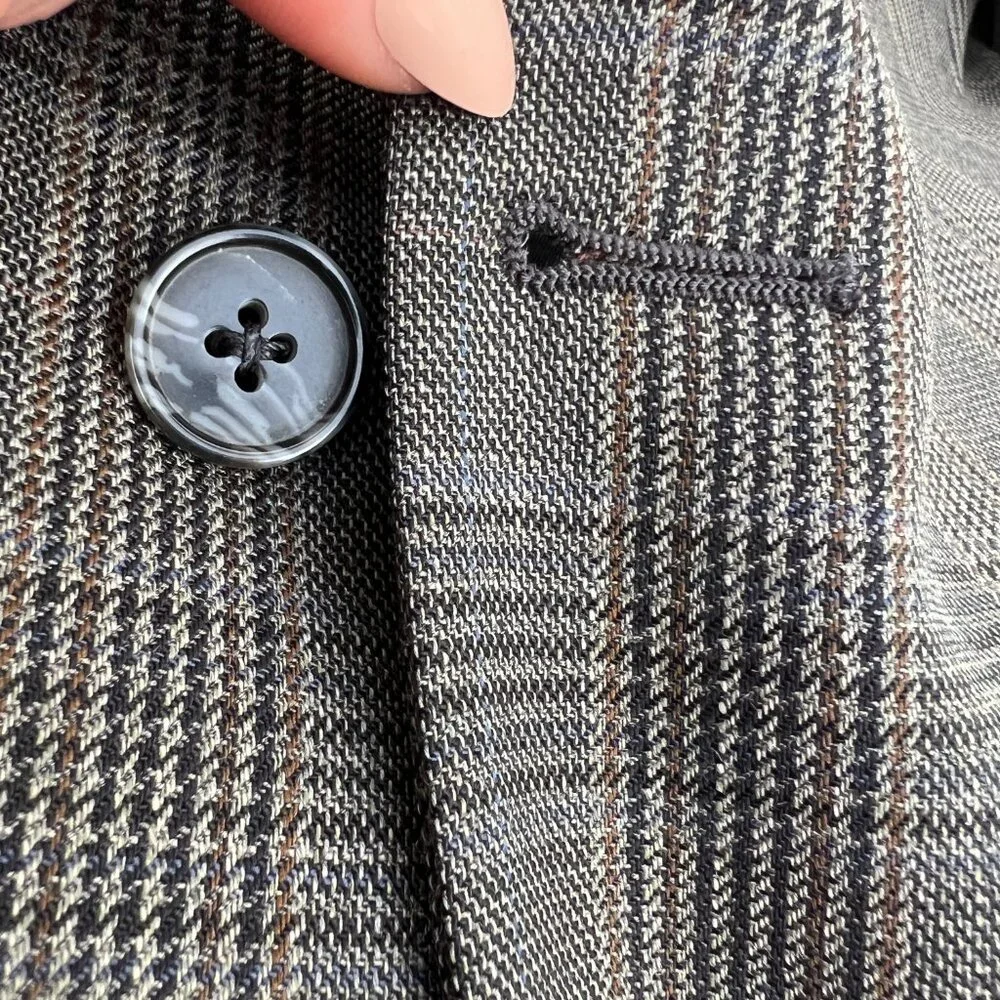 Joseph Abboud American Soft 100% Wool 3-Button Sport Coat Glen Plaid Check 42L